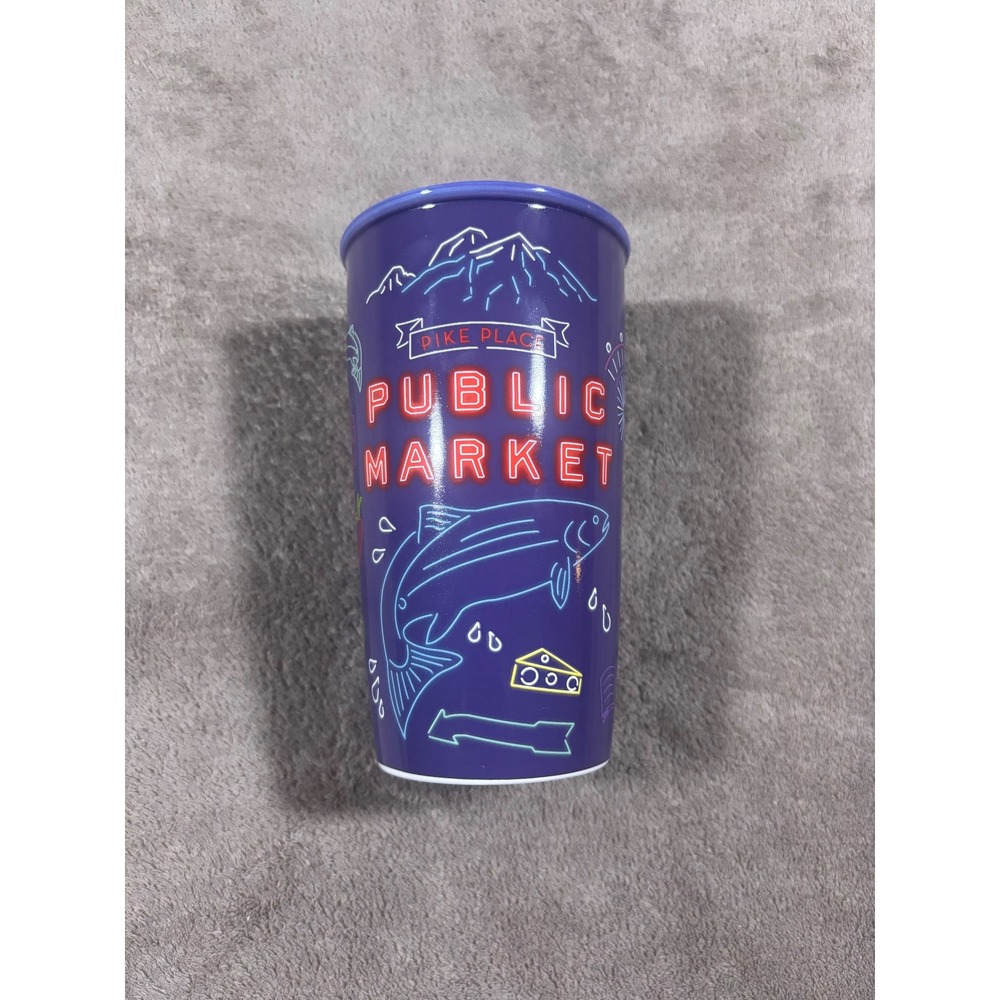 Starbucks Pike Place Public Market Seattle Purple Ceramic Tumbler 12oz